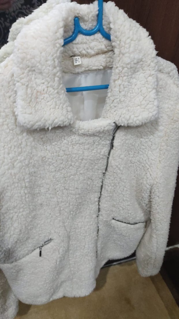 Beyaz Peluş Kadın Kış Ceketi - Görsel 3