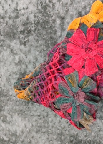 Renkli Dantel Detaylı Bohem Kadın Örgü Şal - Görsel 4