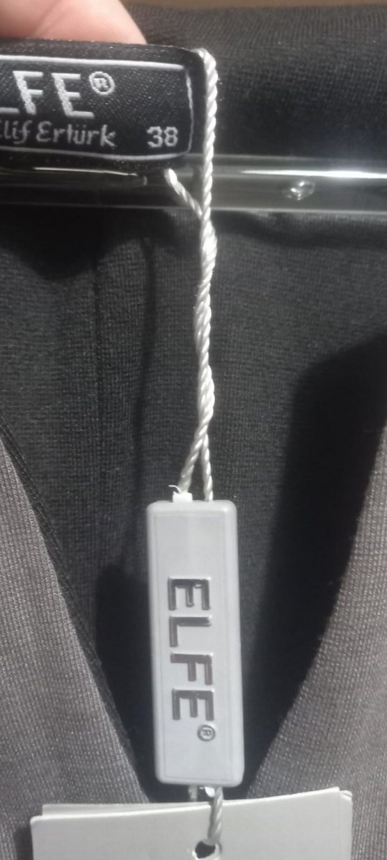 Uzun Kollu Siyah Gri Ofis Elbisesi - Görsel 5