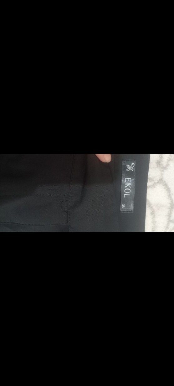 Kadın Siyah Kumaş Kemerli Ofis Pantolonu - Görsel 4