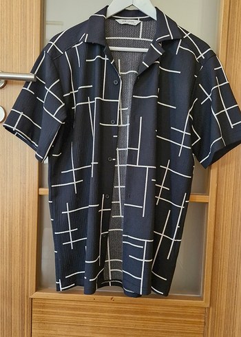 Lc Waikiki Siyah beyaz Desenli Kısa Kollu Erkek Gömlek