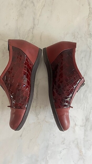 38 Beden bordo Renk Bayan Deri ayakkabı