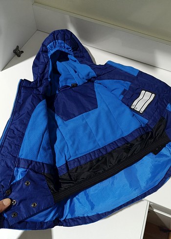 Erkek Çocuk Mavi Kapüşonlu Fermuarlı mont - Görsel 8