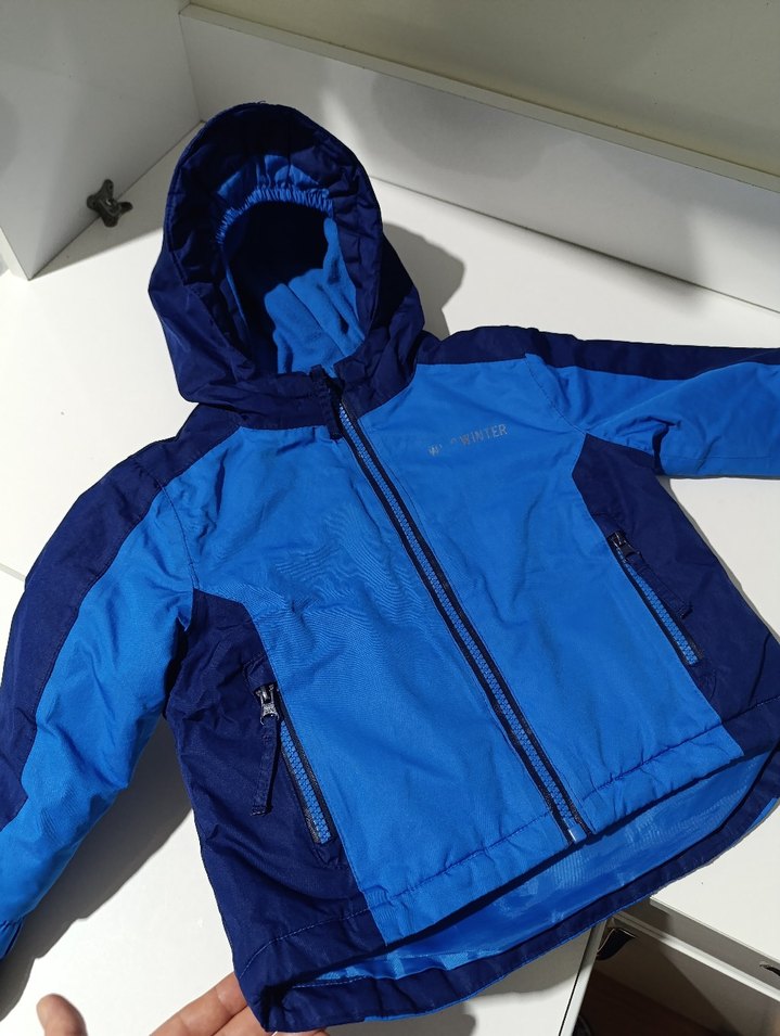 Erkek Çocuk Mavi Kapüşonlu Fermuarlı mont - Görsel 2