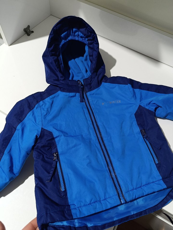 Erkek Çocuk Mavi Kapüşonlu Fermuarlı mont - Görsel 5