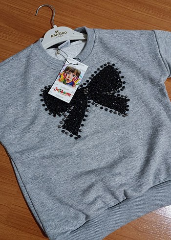 Gri Kız Sweatshirt ve Eşofman Takımı - Görsel 3