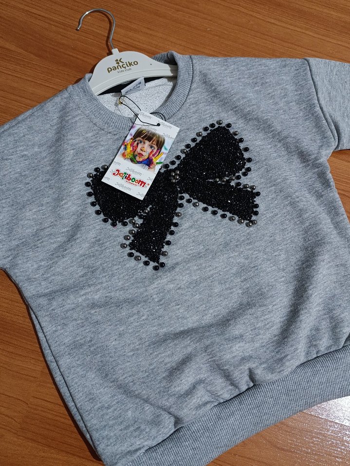 Gri Kız Sweatshirt ve Eşofman Takımı - Görsel 3