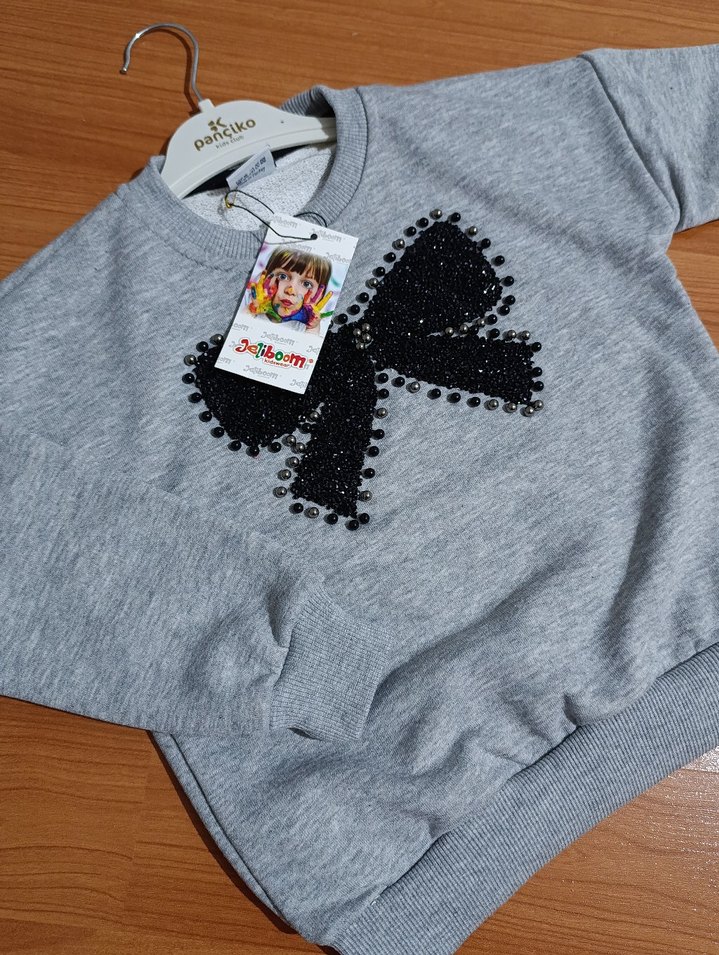 Gri Kız Sweatshirt ve Eşofman Takımı - Görsel 2