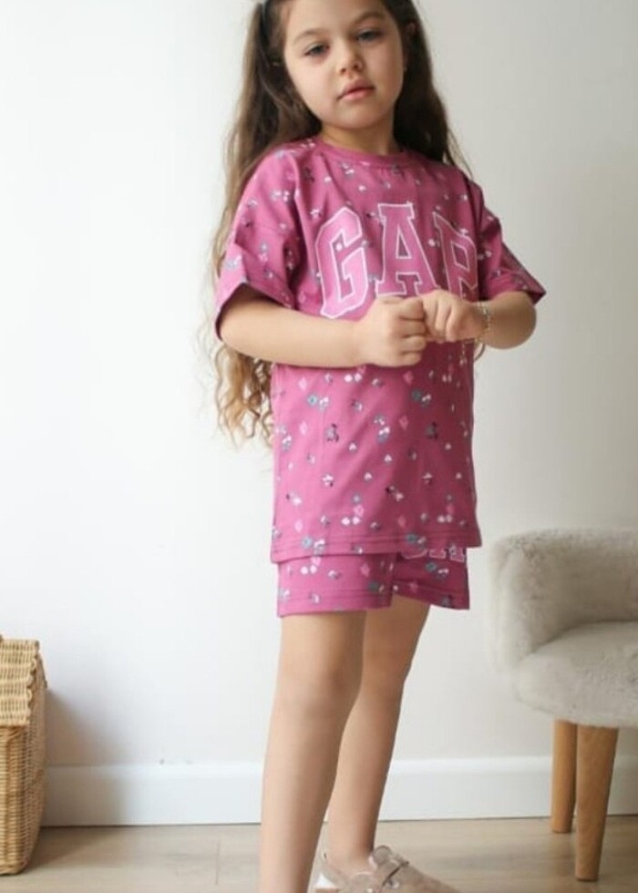 Kız çocuk şort tişört takım - Görsel 2