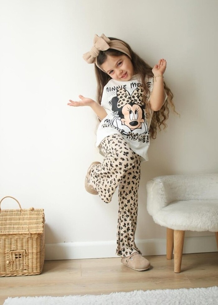 Leopar desenli tayt tişört takım - Görsel 3