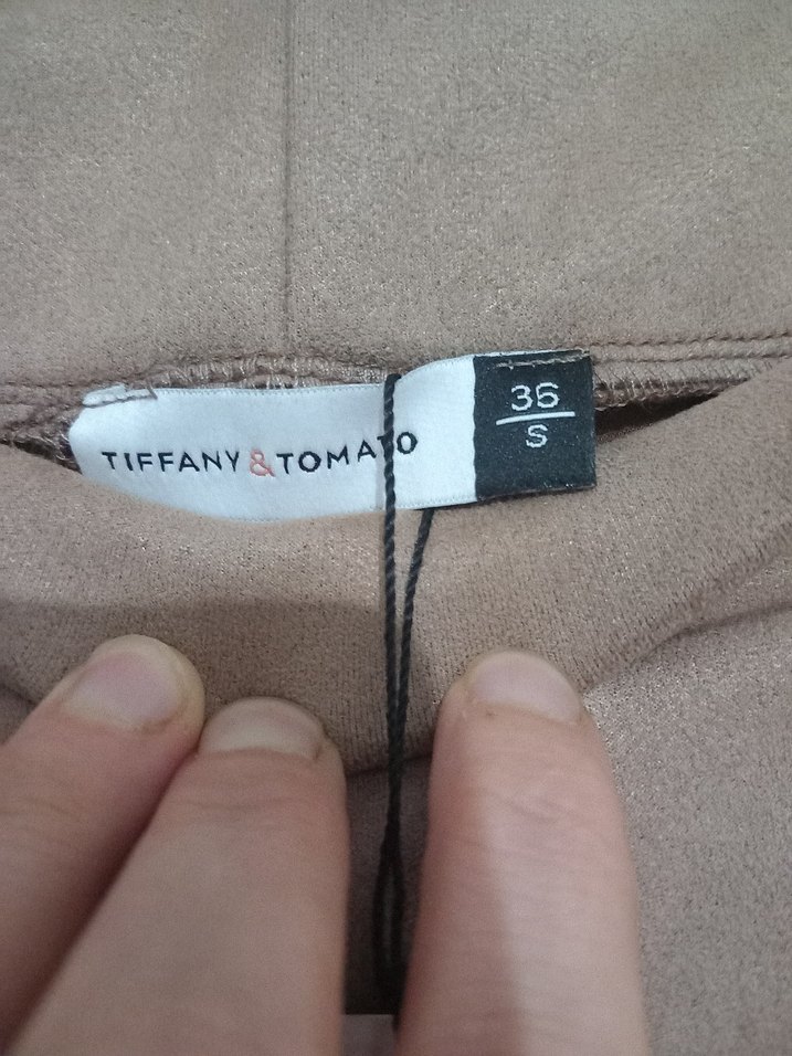 Düğmeli Bej Süet Kadın Kumaş Pantolon - Görsel 4