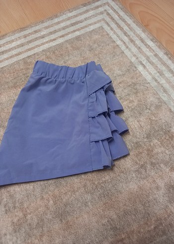 Kadın Mavi Mini Şort Fırfırlı - Görsel 5