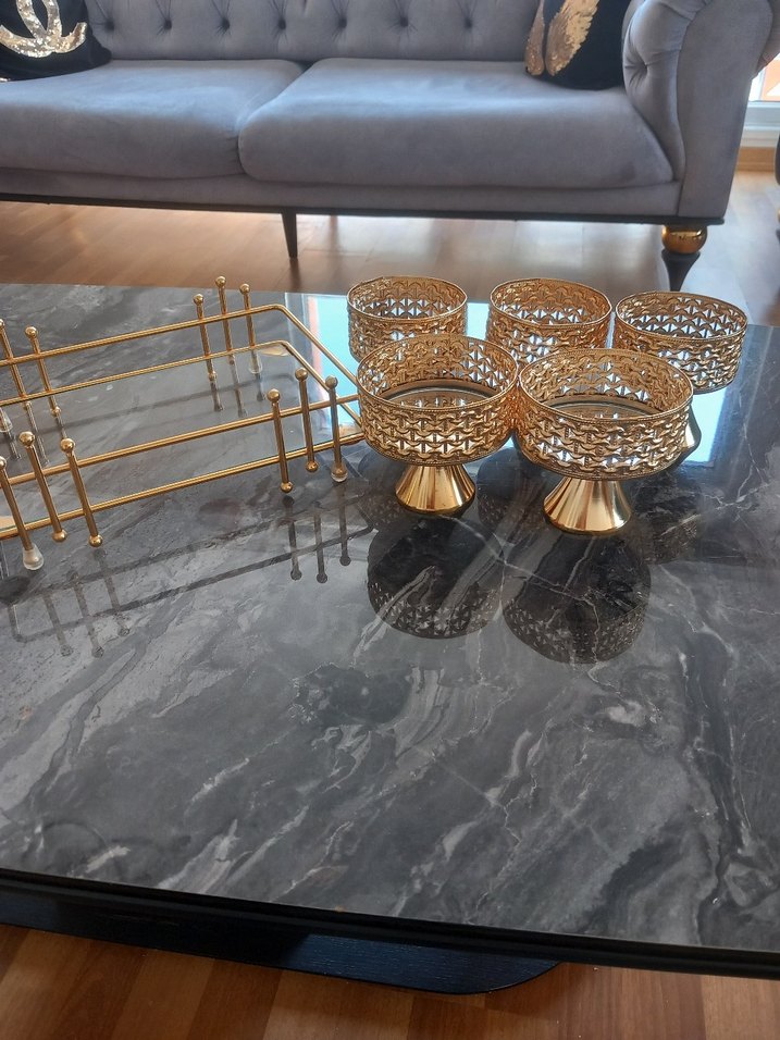 Parlak Altın Renkli Mumluk Seti - Görsel 3