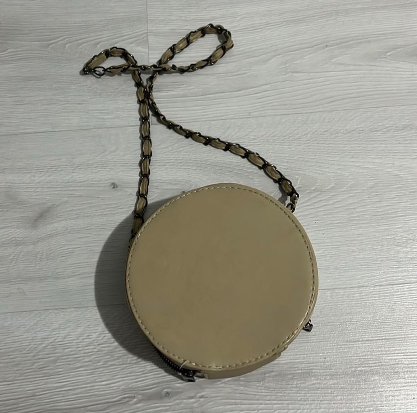 Zincir Detaylı Bej Deri Kadın Çanta - Görsel 2