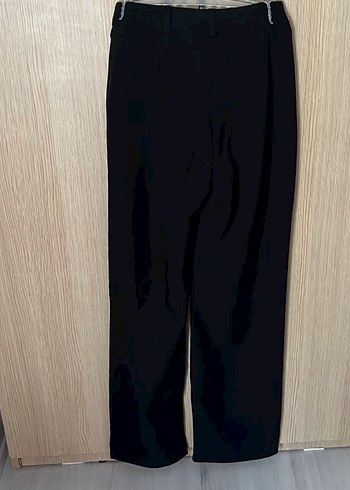 Kemerli Siyah Kadın Kumaş Pantolon - Görsel 2