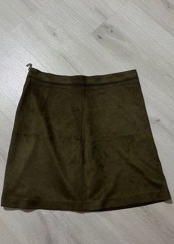 Askeri Yeşil Süet Mini Etek - Görsel 2