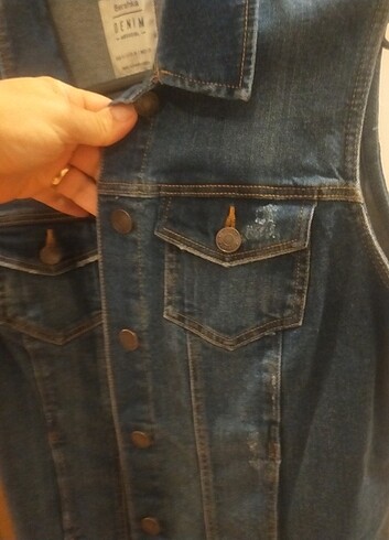 m Beden mavi Renk Bershka kot yelek