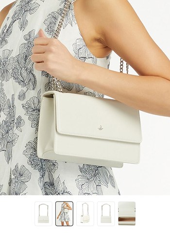 Beymen Club Zincir Detaylı Beyaz Deri Çanta - Görsel 3