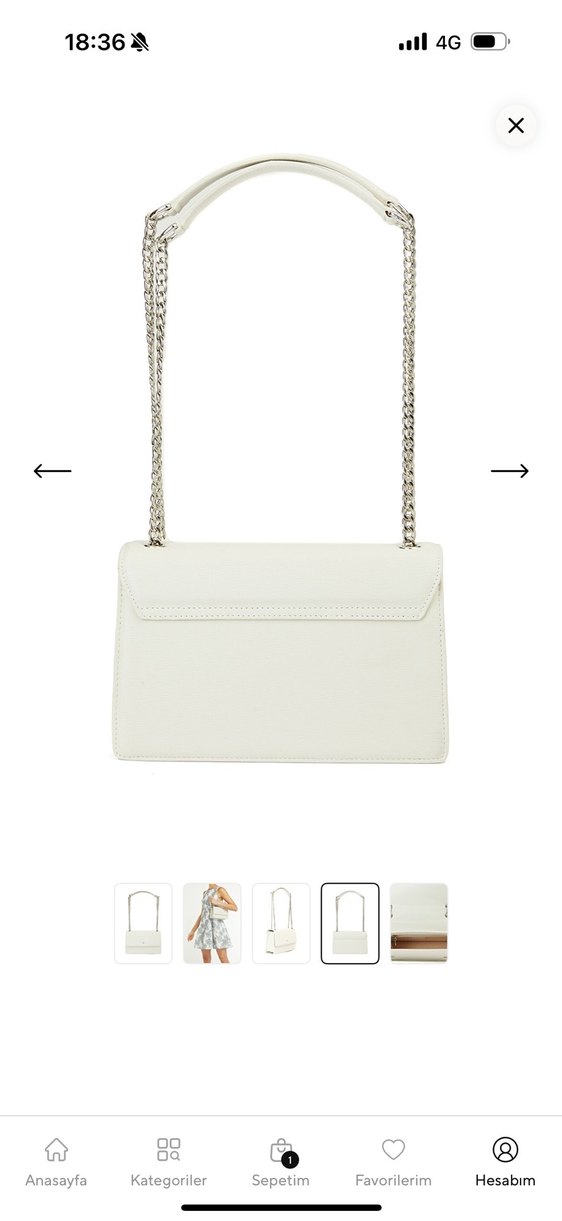 Beymen Club Zincir Detaylı Beyaz Deri Çanta - Görsel 2