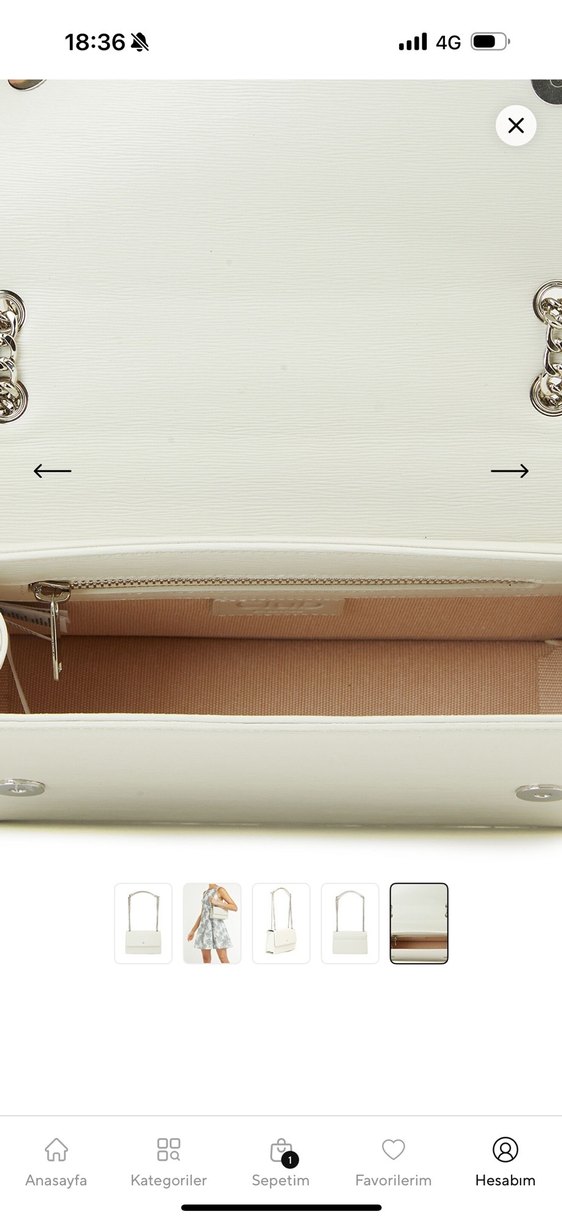 Beymen Club Zincir Detaylı Beyaz Deri Çanta - Görsel 4