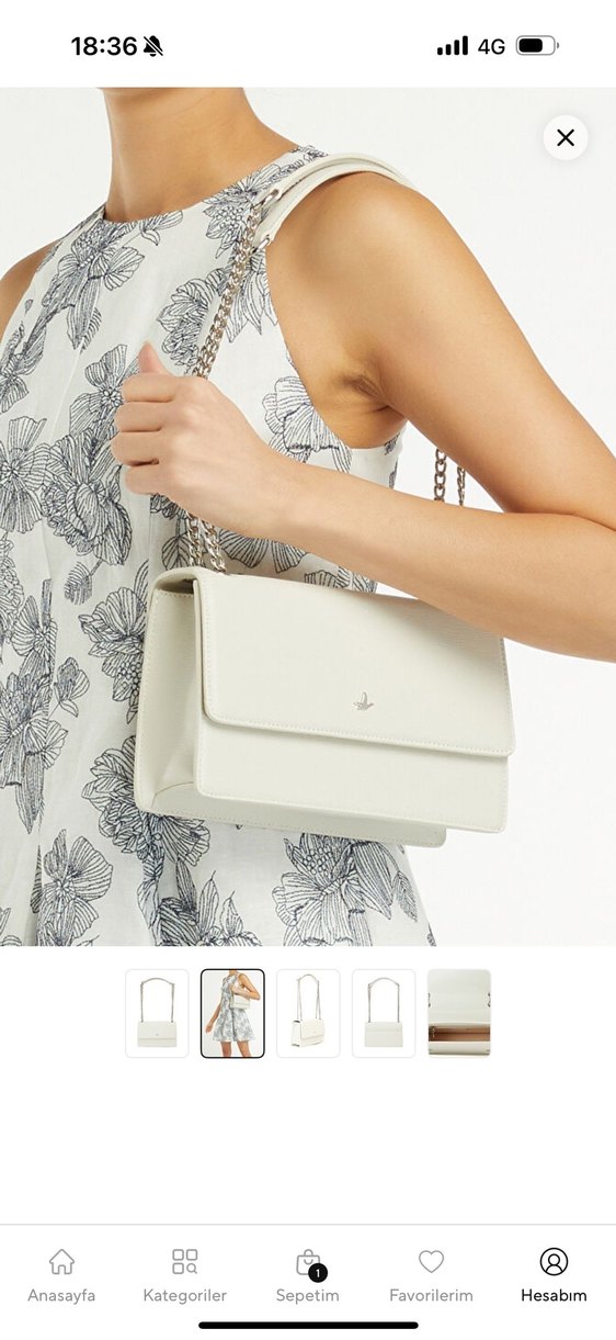 Beymen Club Zincir Detaylı Beyaz Deri Çanta - Görsel 3