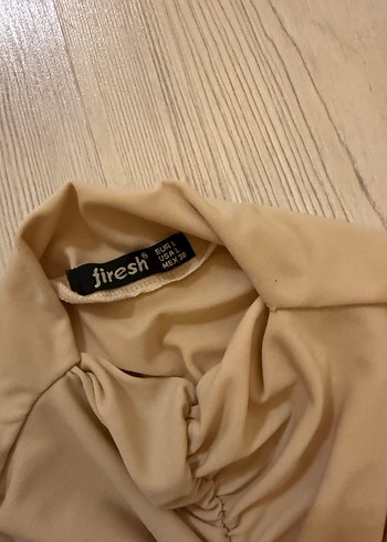 Krem drapeki Yüksek Yakalı Kadın Bluz - Görsel 2