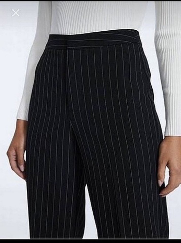 Çizgili  Kumaş Pantolon - Görsel 2