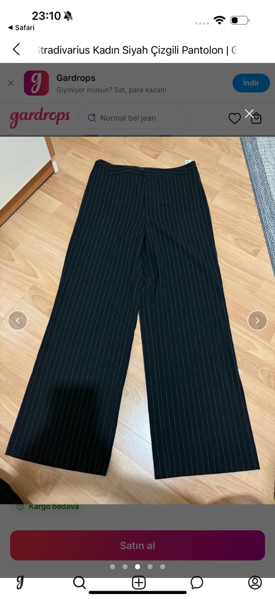 Çizgili  Kumaş Pantolon - Görsel 4