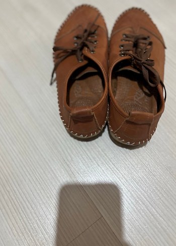 38 Beden Kahverengi Deri Bağcıklı Kadın Klasik Ayakkabı