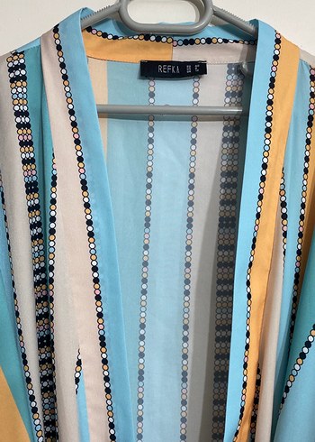 Refka Tesettür Giyim Uzun, Çok Renkli, Bağlamalı Bohem Kimono