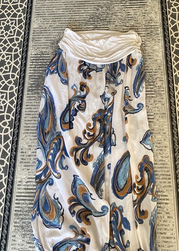 Bohem Tarzı Mavi Batik Desenli Kadın Pantolon - Görsel 3