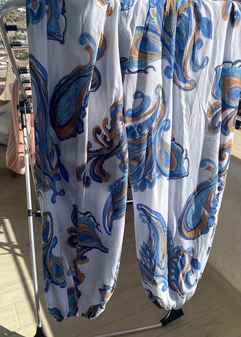 Bohem Tarzı Mavi Batik Desenli Kadın Pantolon - Görsel 2