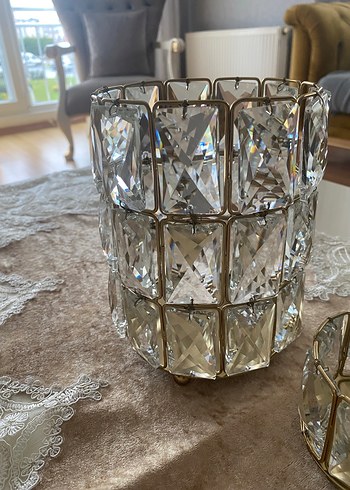 Altın Renk Kristal Detaylı Dekoratif Mumluk - Görsel 2
