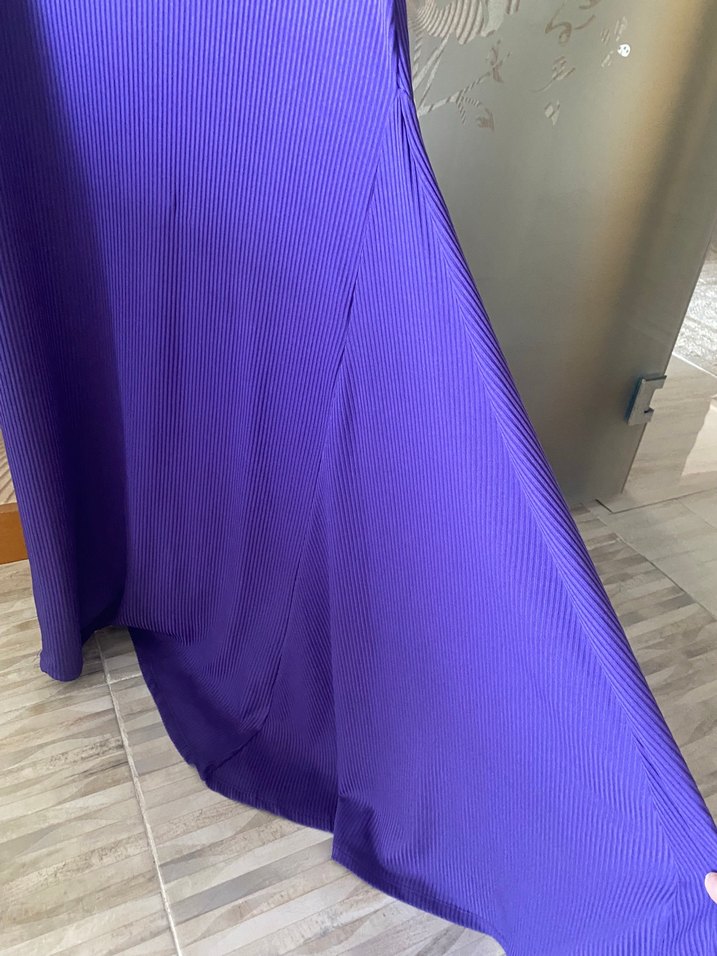 Mor Fitilli Kadın Midi Triko Elbise - Görsel 2