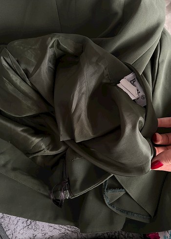 Drapeli Midi Haki Kadın Etek - Görsel 3