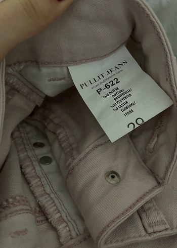 Düğmeli Pudra Pembesi Kadın Denim Pantolon - Görsel 4