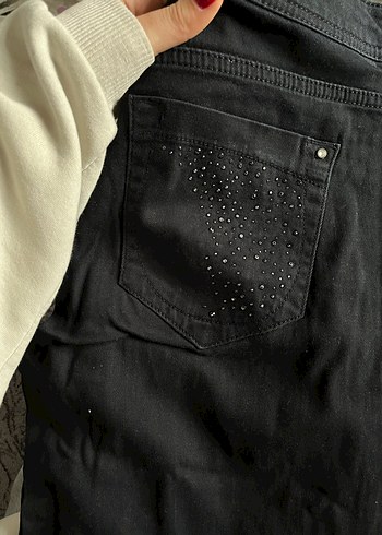 Taşlı Siyah Kadın Jean - Görsel 5