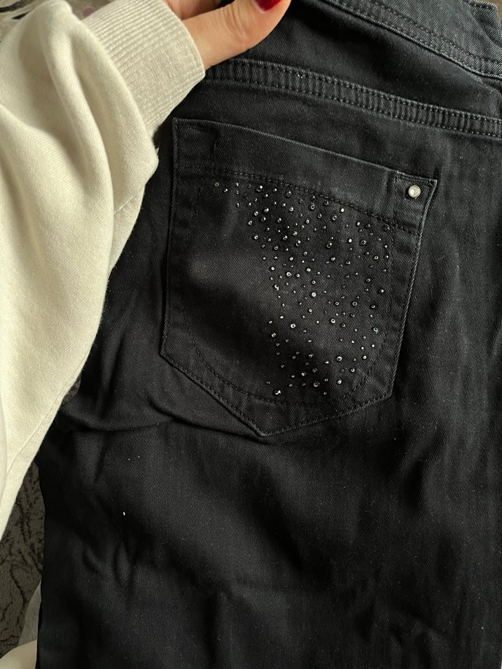 Taşlı Siyah Kadın Jean - Görsel 5