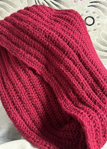 Bordo Örgü Kadın Şal - Görsel 2