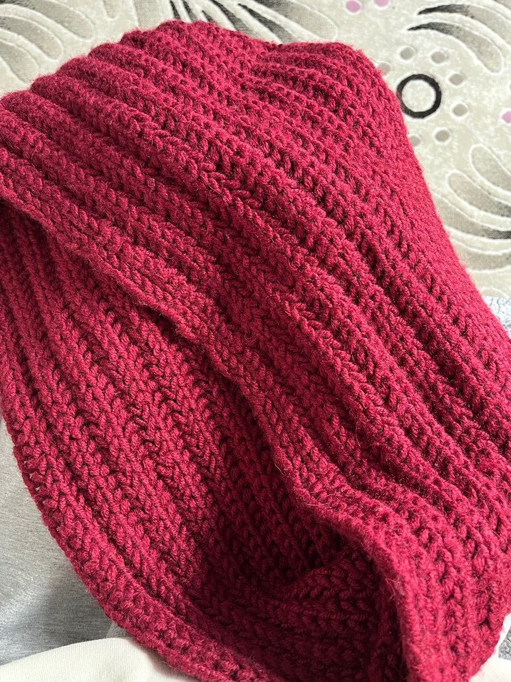 Bordo Örgü Kadın Şal - Görsel 2