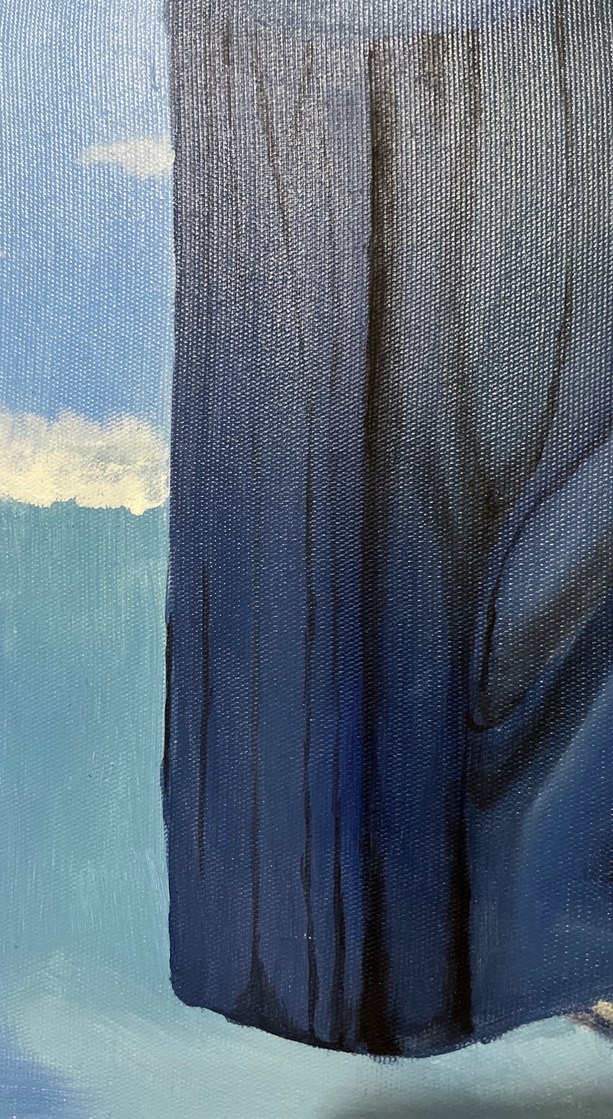 Mavi Tonlarda Aile Temalı Karanlık Tablo - Görsel 3