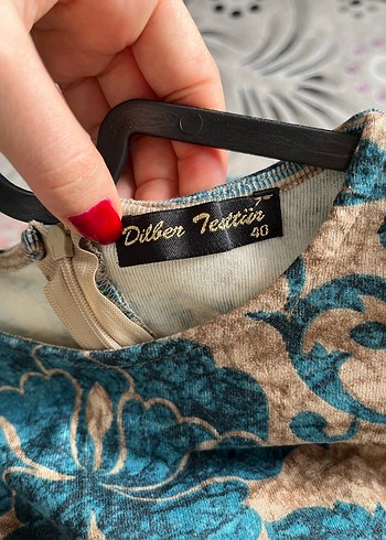 Kahverengi Desenli Vintage Uzun Elbise - Görsel 3