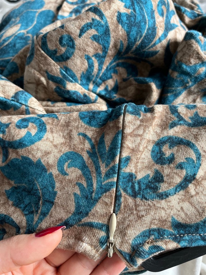 Kahverengi Desenli Vintage Uzun Elbise - Görsel 4