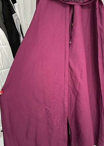 Bordo İşlemeli Uzun Bohem Pardesü - Görsel 4