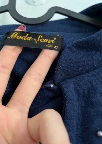 Kadın Lacivert Nakışlı Uzun Oversize Kaban - Görsel 3