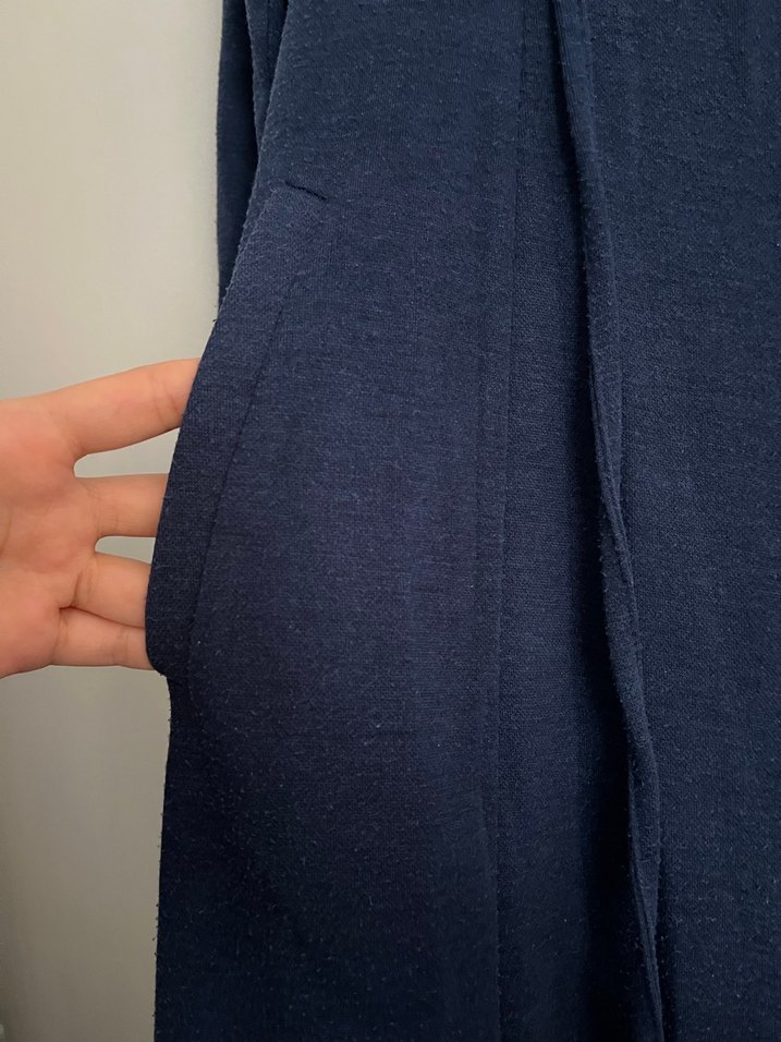 Kadın Lacivert Nakışlı Uzun Oversize Kaban - Görsel 4