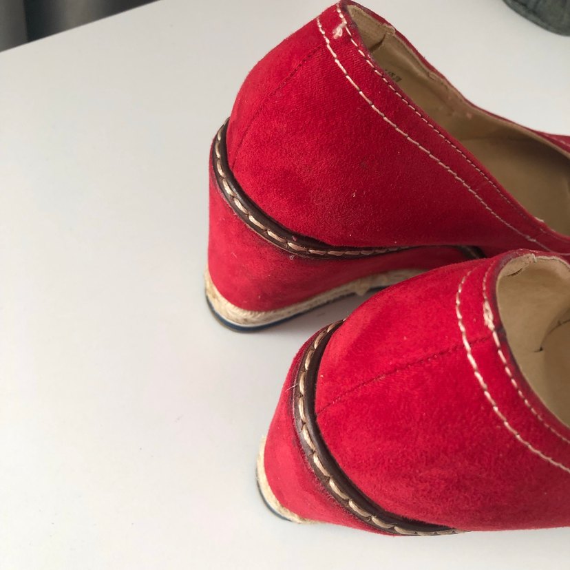 Kırmızı Süet Dolgu Topuklu Kadın Espadril - Görsel 3