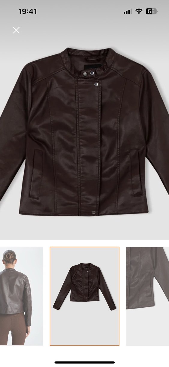 Defacto Kahverengi Su İtici Suni Deri Biker Ceket - Görsel 5