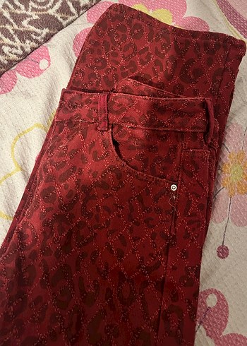 Bordo Yılan Desenli Kadın Kumaş Pantolon - Görsel 2