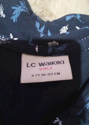 LC Waikiki LCW V Yaka Fırfırlı Lacivert çocuk Elbise